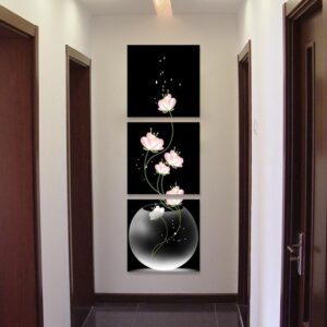 Modular wall painting Vase with Flowers Canvas Material Porch Corridor Vertical Version Home Decoration Wall Painting decoration (no frame)