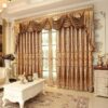 Luxury European Embroidered Curtains for Living Room Coffee Curtains for Bedroom Embroidered Window Curtains for Kitchen(Grommet Top, 1 Piece)