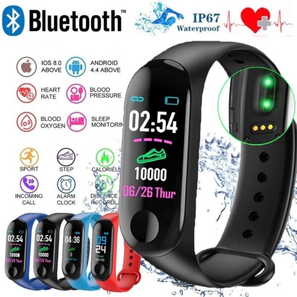 fit bit Color Screen Smart Bracelet, IP67 Waterproof Sport Smart Watch, Heart Rate Blood Pressure Sleep Fitness Wristband, Pedometer Call SMS Sedenetary Reminder Activity Tracker, Smartband for IOS Android Smartphone - Crazy Ass Deal