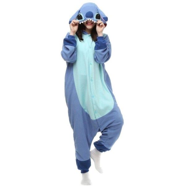 Unisex Adult Stitch Pajamas Animal Pink Blue Jumpsuit Pyjamas Cosplay Costume Sleepsuit Halloween Cosplay