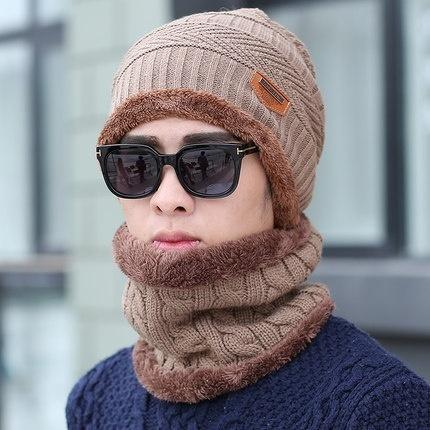 Neck Warmer Knitted Hat Scarf Fur Wool Lining Thick Warm Knit Beanies Balaclava Winter Hat for Men Women Cap Skullies Bonnet - Crazy Ass Deal