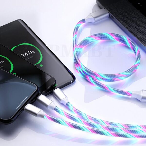 Led Light USB Charger Cable 3 in 1 Fast Charging For Lightning Type C Micro Android For iPhone iPad 1 interface / 3in1 - Crazy Ass Deal
