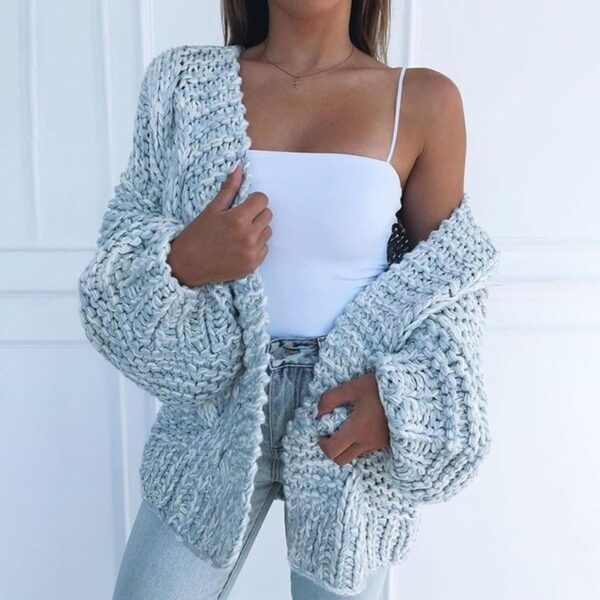 Women Fashion Cable Knit Cardigan Solid Color Casual Sweater Winter Warm Front Open Coat Outerwear - Crazy Ass Deal