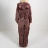 5 Colors Women Fashion Long Sleeve Hooded Faux Fur Jumpsuit Pajamas Casual Winter Warm Solid Color Cute Bear Rompers Ladies Home Wear Overall Outwear - Crazy Ass Deal