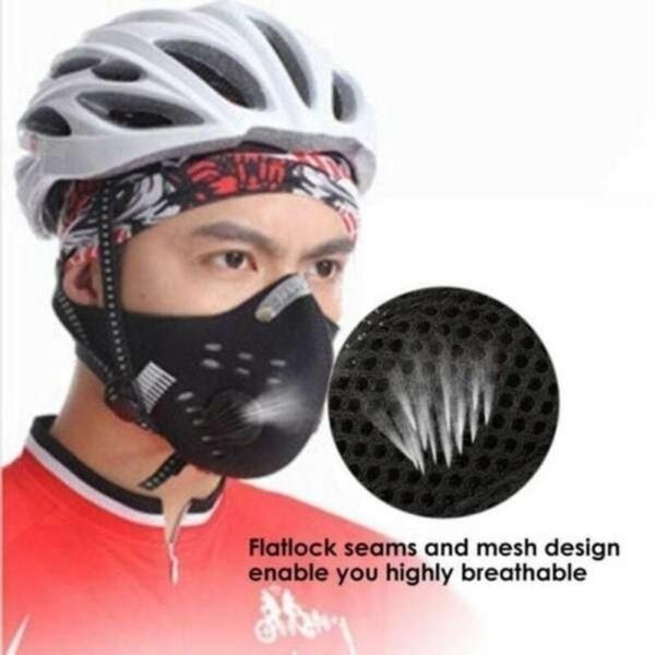 2Pcs Activated Carbon Face Mask Bicycle Motorcycle Ski Cycling Anti-pollution Anti Dust Printed Face Mask Man Woman Running Cycling Anti-Pollution Bike Face Isolation Mask Outdoor Sports Face Masks with Dustproof Filter - Crazy Ass Deal