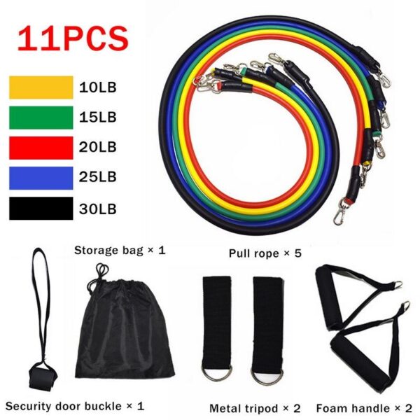 17pcs / Set Natural Rubber Latex Fitness Resistance Bands Exercise Tubes Practical Elastic Training Rope Yoga Pull String - Crazy Ass Deal