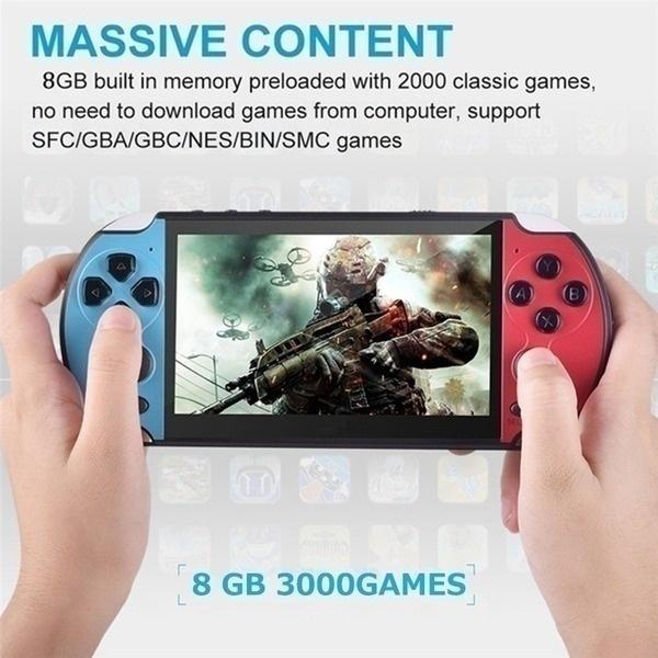 blue X12PLus handheld game console built-in more than 2000 games 5.1inch support 12 big simulator game progress save game download