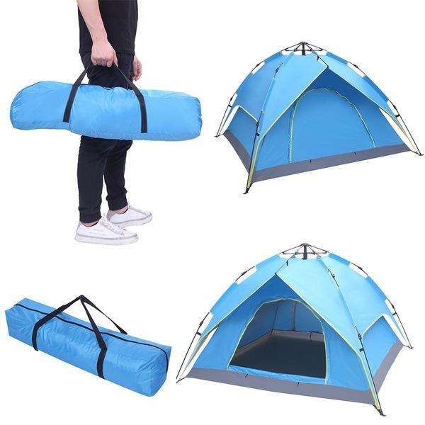 2-4 Person Automatic Family Tent Instant Pop Up Waterproof for Camping Travel Outdoor Activities, LED Hanging Light Bulb (Tent or Bulb sold separately) - Crazy Ass Deal