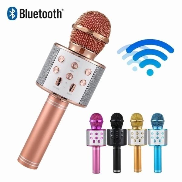 WS858 Wireless Microphone Professional Condenser Karaoke Mic Bluetooth Stand Radio Microphone Recording Studio