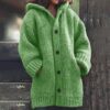 Plus Size Women Fashion Solid Color Autumn and Winter Warm Sweater Coats Long Sleeve Knitted Hooded Coats 9 Color - Crazy Ass Deal