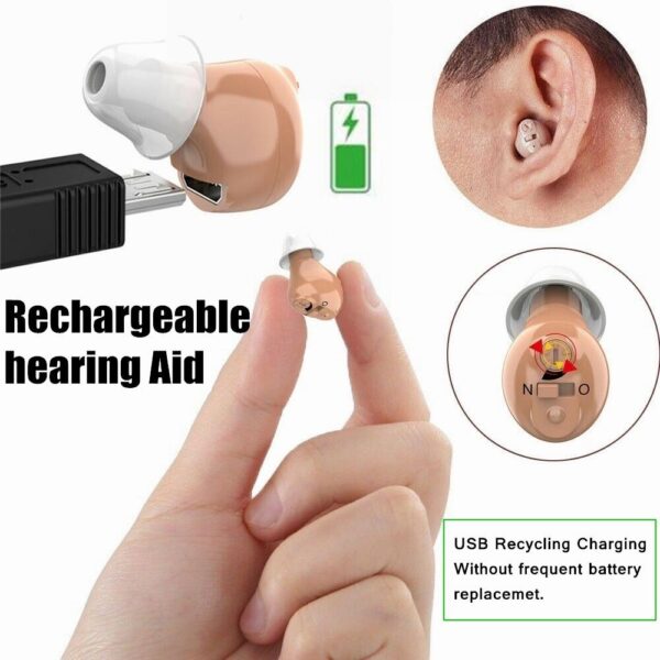 Rechargeable Mini Invisible Hearing Aid Sound Amplifier CIC Wireless Ear Aids for Elderly Hearing Loss Device