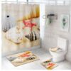 4PCS/Set Shower Curtain Floral Bath Curtain Waterproof Polyester Shower Curtain Bathroom Rugs Bath Mat Toilet Lid Cover + 12 Hooks, 72x72in - Crazy Ass Deal