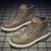 Men Boots Comfy Lace-up High Quality Boots 2020 Autumn winter Fashion Shoes Man Durable outsole Men Casual Boots Chukka Color light brown and white - Crazy Ass Deal