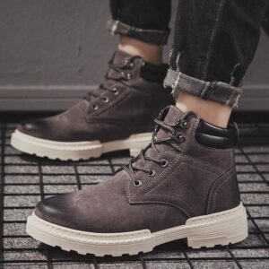 Men Boots Comfy Lace-up High Quality Boots 2020 Autumn winter Fashion Shoes Man Durable outsole Men Casual Boots Chukka Color Saddle Brown - Crazy Ass Deal