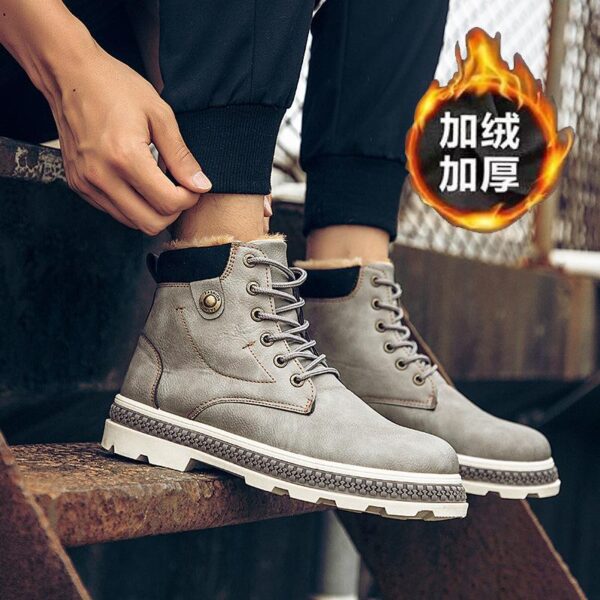 Men Boots Comfy Lace-up High Quality Boots 2020 Autumn winter Fashion Shoes Man Durable outsole Men Casual Boots Chukka Color Light Gray - Crazy Ass Deal