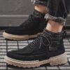 Men Boots Comfy Lace-up High Quality Boots 2020 Autumn winter Fashion Shoes Man Durable outsole Men Casual Boots Chukka Color Light Black - Crazy Ass Deal