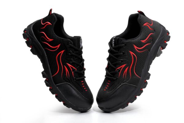 Indestructible Steel Toe Work Safety Shoes for Men Women Lightweight Protective Toe Construction Black and Red - Crazy Ass Deal