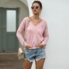 Long Sleeve Sweaters Online | Women's Warm Loose Casual Knitted Ribbed V-Neck Off Shoulder Comfy sweater - Crazy Ass Deal