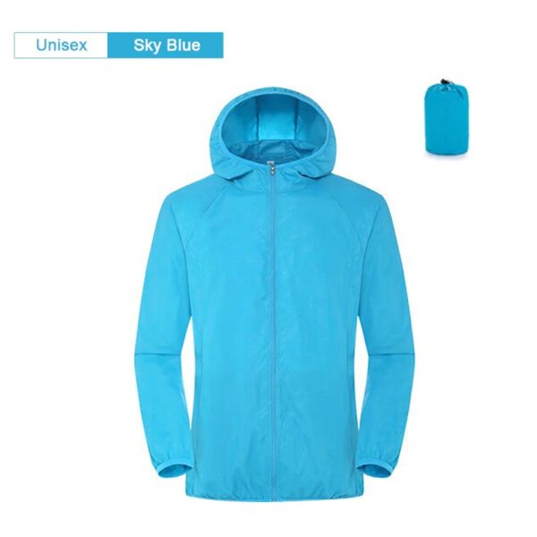 Unisex Blue camping rain jacket men women waterproof variants