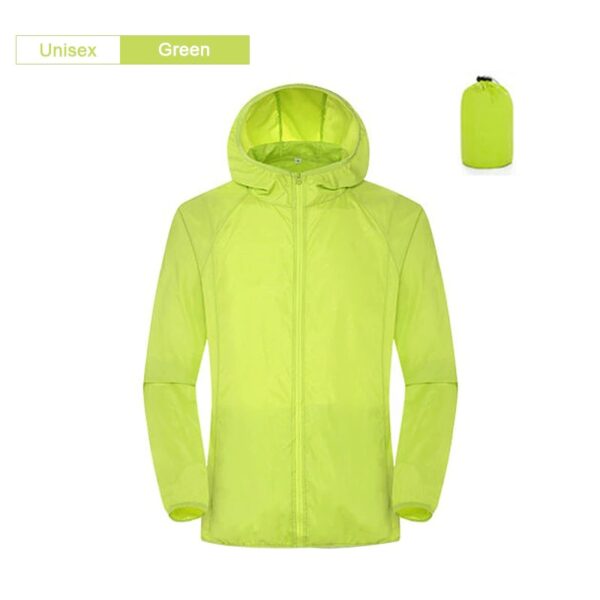 Unisex Green camping rain jacket men women waterproof variants