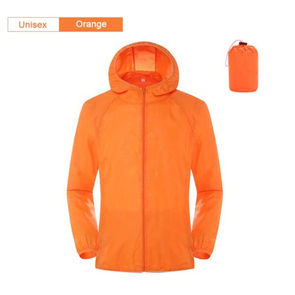 Unisex Orange camping rain jacket men women waterproof variants