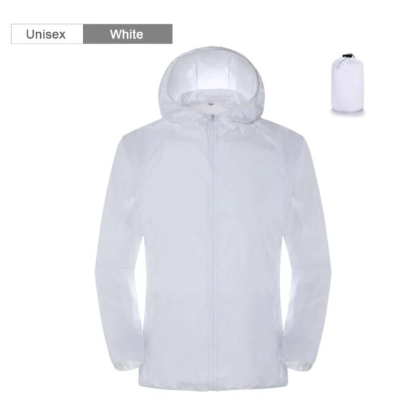 Unisex White camping rain jacket men women waterproof variants