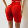 Red seamless yoga shorts high waist compress variants