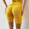 Yellow seamless yoga shorts high waist compress variants