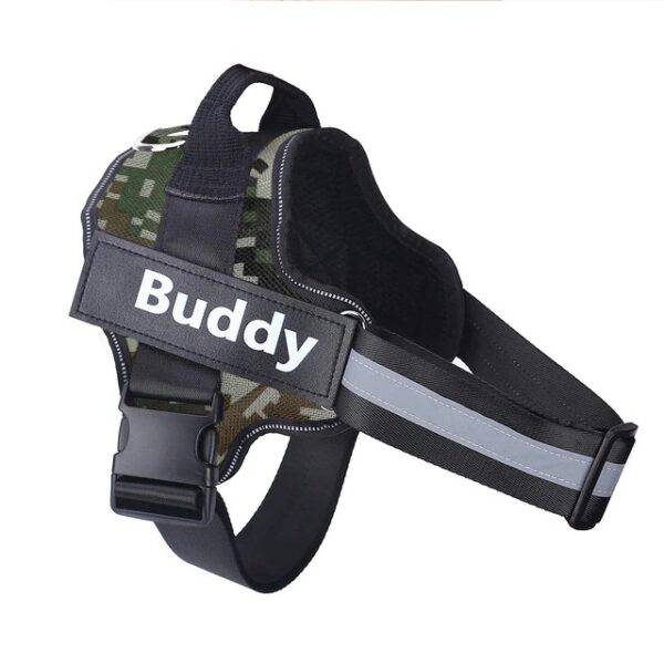 Green camouflage personalized dog harness no pull reflect variants