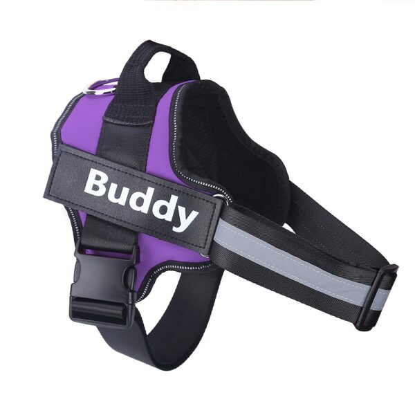 purple personalized dog harness no pull reflect variants