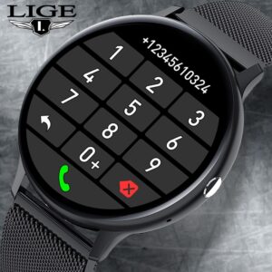 LIGE Bluetooth Answer Call Smart Watch Men Full Touch Dial Call Fitness Tracker IP Waterproof