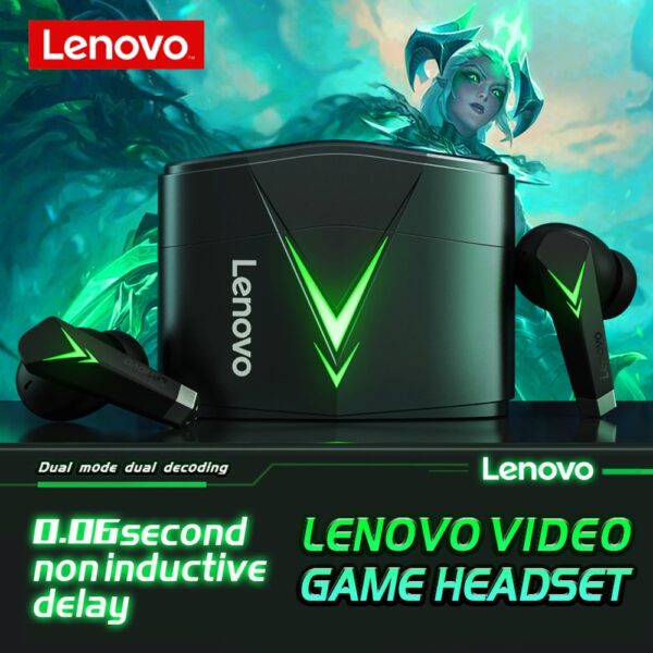 Lenovo LP TWS Gaming headset ms Low Latency Wireless Earphone with Mic Bass Audio Sports Bluetooth