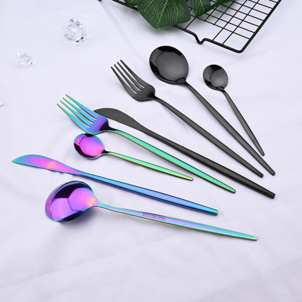 pcs Black Western Dinnerware Set Stainless Steel Cutlery Set Fork Knife Spoon Tableware Set Flatware Set