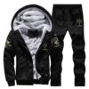 DBlack winter men set casual warm thick hooded variants