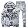 D Grey winter men set casual warm thick hooded variants