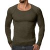 Mens Sweaters | Autumn Winter New Knitted Sweater Men Long Sleeve Striped Sweaters Solid Slim Fit