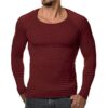 Mens Sweaters Autumn Winter New Knitted Sweater Men Long Sleeve Striped Sweaters Solid Slim Fit