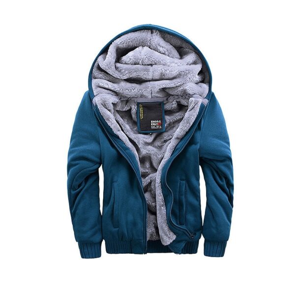 Winter Men Casual Thick Warm Coat Male Zipper Hooded Fleece Long Sleeve Jacket Solid Color Parkas