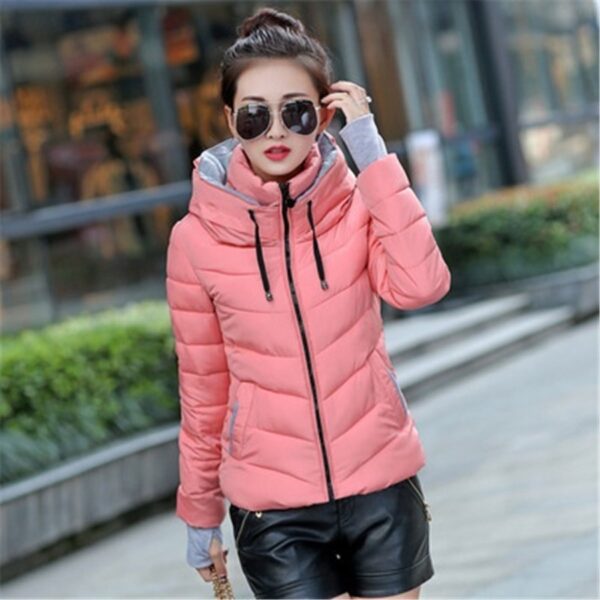 Woman Parkas Winter Plus Size Female Cotton Puffer Padded Jacket Coat Slim Fit Casual Hooded Outerwear