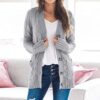 Women Knitted Cardigan Sweater Autumn Winter V Neck Button Long Sleeve Sweaters Coat Casual Pockets Solid